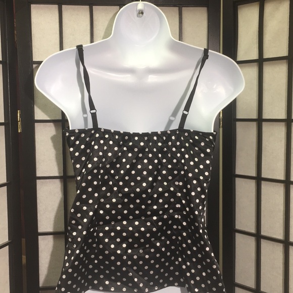 Studio Y Polka Dot Tank Top Sz S Full Zipper Side - Picture 4 of 7